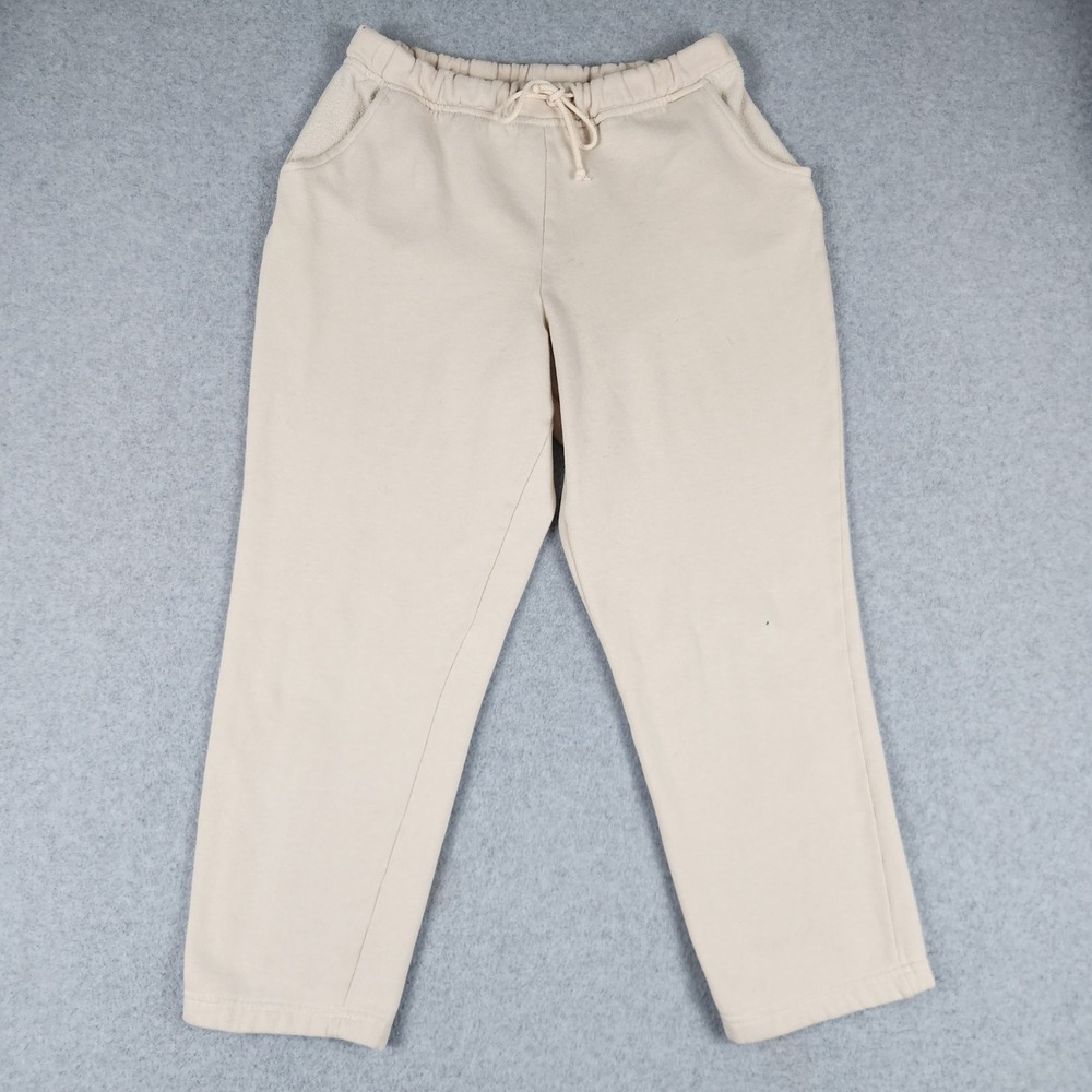 NY & Co Sweatpants Women Medium Beige Relaxed Fit Fleece Lined Drawstring Waist‎